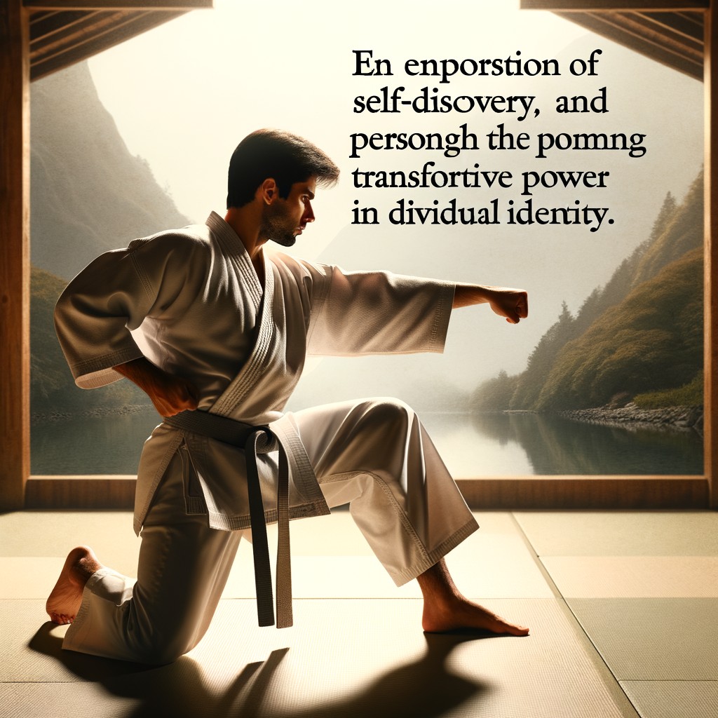 Individual practicing Kata in Karate uniform, demonstrating self-discovery and personal growth through Karate training for self-confidence and self-awareness.