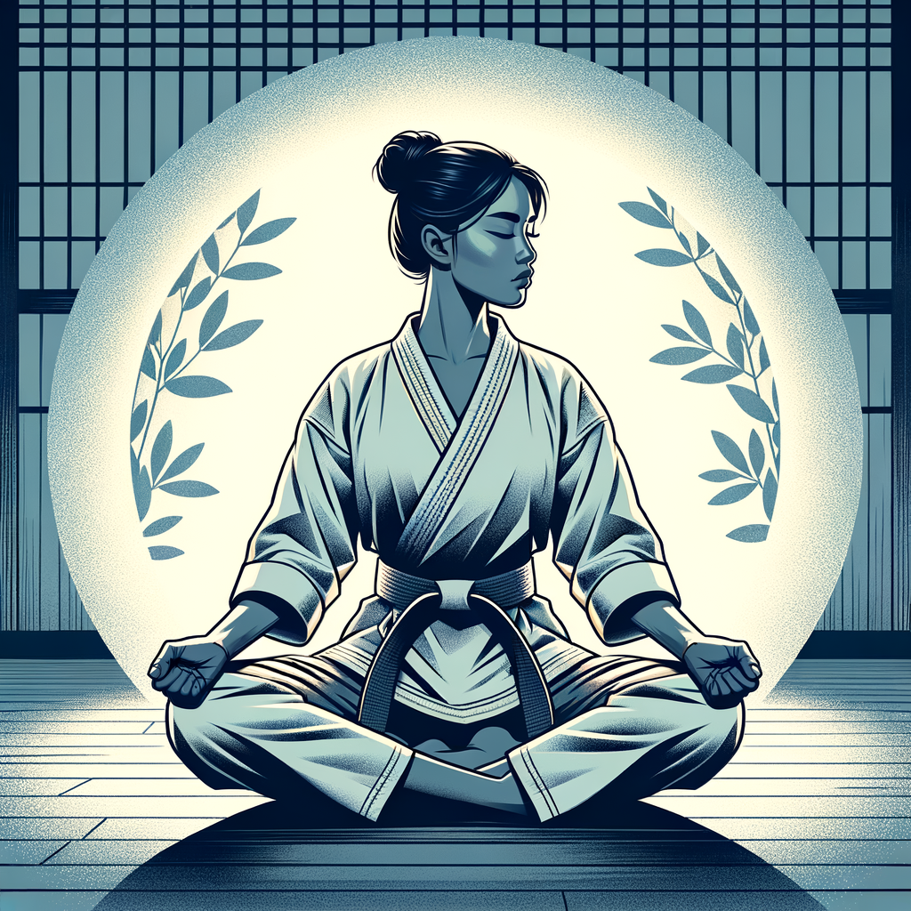 Individual practicing karate for mental health in a serene dojo, illustrating wellness through movement and the benefits of martial arts for cultivating wellness and physical activity.