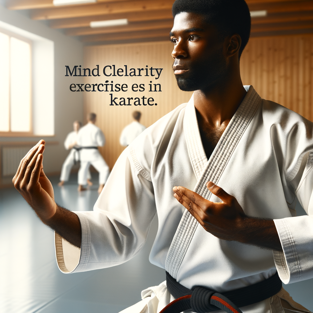 Karate practitioner demonstrating mental clarity exercises in dojo, showcasing the mental benefits and optimal performance achieved through karate for mental health.