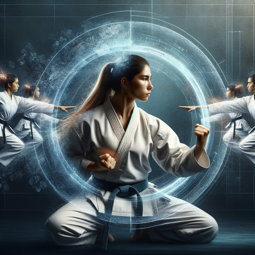 Individual performing karate kata, embodying self-discovery and personal growth through martial arts for identity exploration and self-awareness.